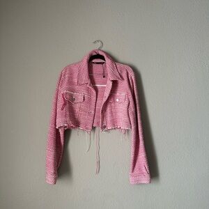 Zara Pink Textured Jacket and textured short set